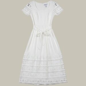 Mark & James Badgley Mischka White Eyelet Fringe Midi Dress Size 2 Bridal Boho